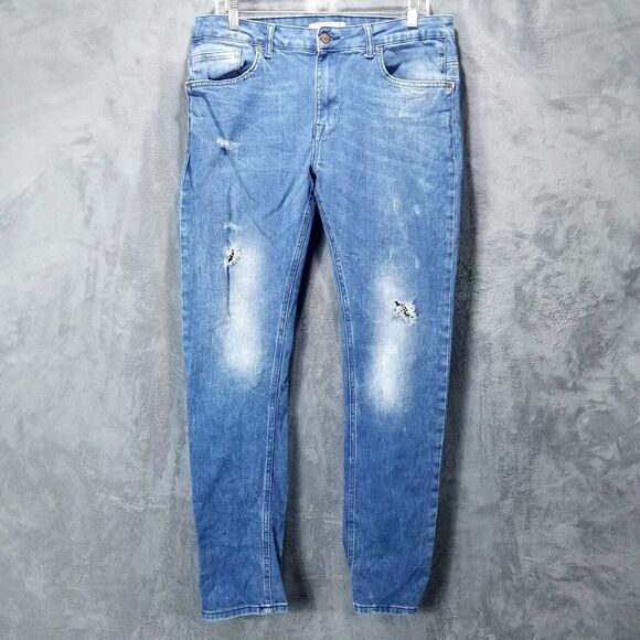 Denim Collection Skinny Fit Jeans Mens 34×32 Blue - Picture 1 of 11